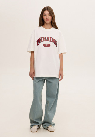 Футболка oversize unisex "UKRAINE 1991" белая